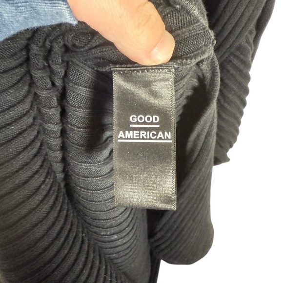 Good American Women’s Rib Knit Tie Waist Side Slit Midi Dress Black Size M (2) - Picture 15 of 16